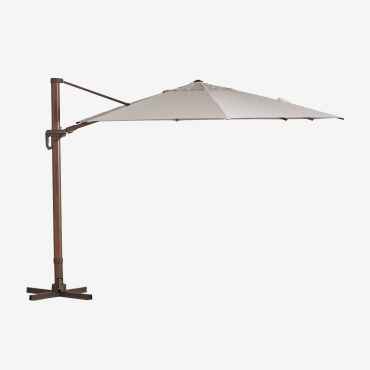 Cannes Fabric And Aluminum Parasol Beige Nude - Dark Wood - Sklum