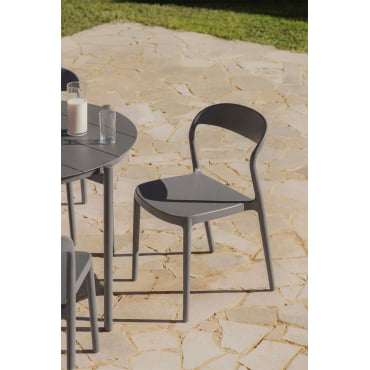 Stackable Garden Chair In Polypropylene Brenza Grey Graphite - Sklum