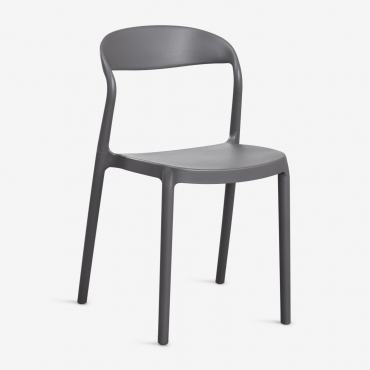 Stackable Dining Chair In Polypropylene Brenza Grey Graphite - Sklum