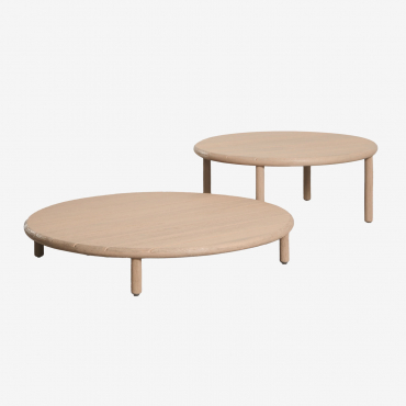 Set Of 2 Round Acacia Wood Olivia Garden Coffee Tables Light Brown Acacia & Light Brown Acacia - Sklum
