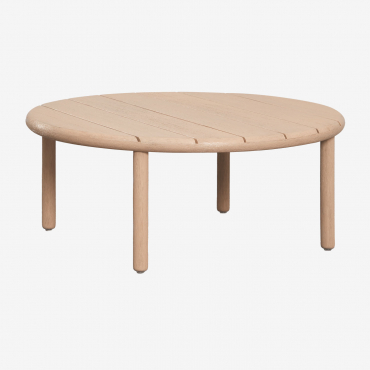 Olivia Round Acacia Wood Coffee Table Light Brown Acacia & Light Brown Acacia & Ø80 Cm - Sklum
