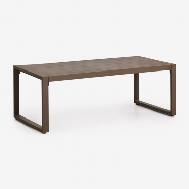 Rectangular Garden Coffee Table 110x55 Cm In Aluminum Lipov Brown Chocolate - Sklum