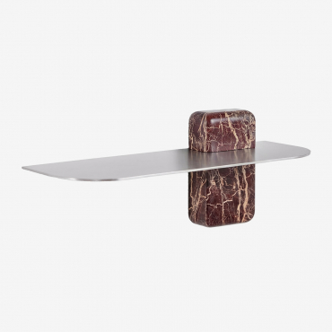 Pack Of 2 Serbian Stainless Steel Wall Shelves Red Marble Cherry Gold & ↔︎ 45 Cm - Sklum