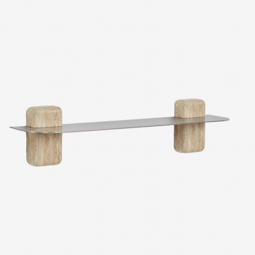 Serbian Stainless Steel Bathroom Wall Shelf Travertine & ↔︎ 80 Cm - Sklum