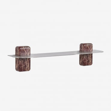 Pack Of 2 Stainless Steel Wall Shelves For Bathroom Serbian Red Marble Cherry Gold & ↔︎ 80 Cm - Sklum