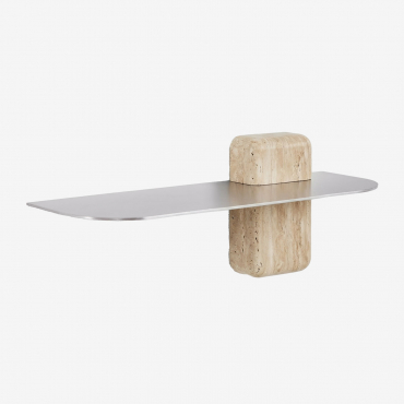 Pack Of 2 Stainless Steel Wall Shelves For Bathroom Serbian Travertine & ↔︎ 45 Cm - Sklum