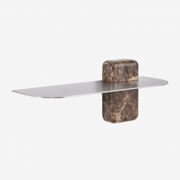 Serbian Stainless Steel Bathroom Wall Shelf Brown Marble Emperador & ↔︎ 45 Cm - Sklum