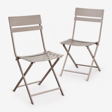 Pack Of 2 Folding Garden Chairs In Tamarit Steel Moka Brown - Sklum