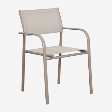 Pack Of 2 Stackable Garden Chairs With Aluminum Armrests Olenia Moka Brown - Sklum