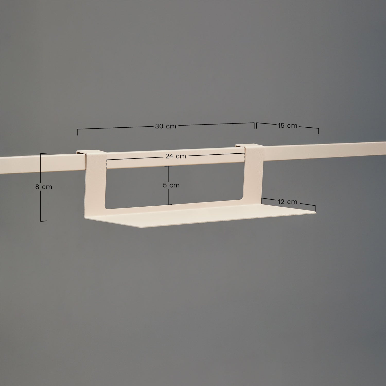 Shelf with hooks for Rivana modular outdoor kitchen in steel, MEASURES