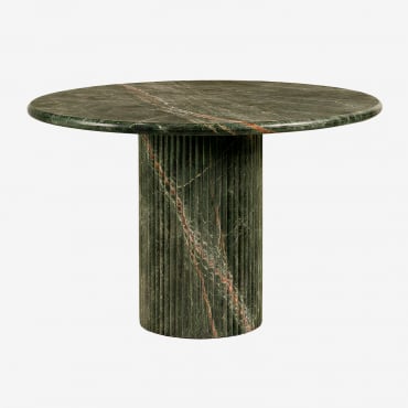 Round Dining Table Ø120 Cm In Grosseto Natural Stone Green Marble Forest - Sklum
