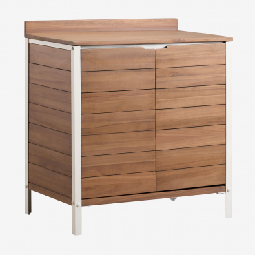 Outdoor Modular Kitchen Storage Module In Acacia Wood And Aluminum Reggie Acacia Brown - Sklum