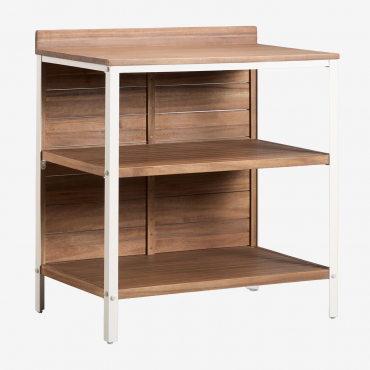 Outdoor Modular Kitchen Storage Unit With Shelves In Acacia Wood And Aluminum Reggie Acacia Brown - Sklum