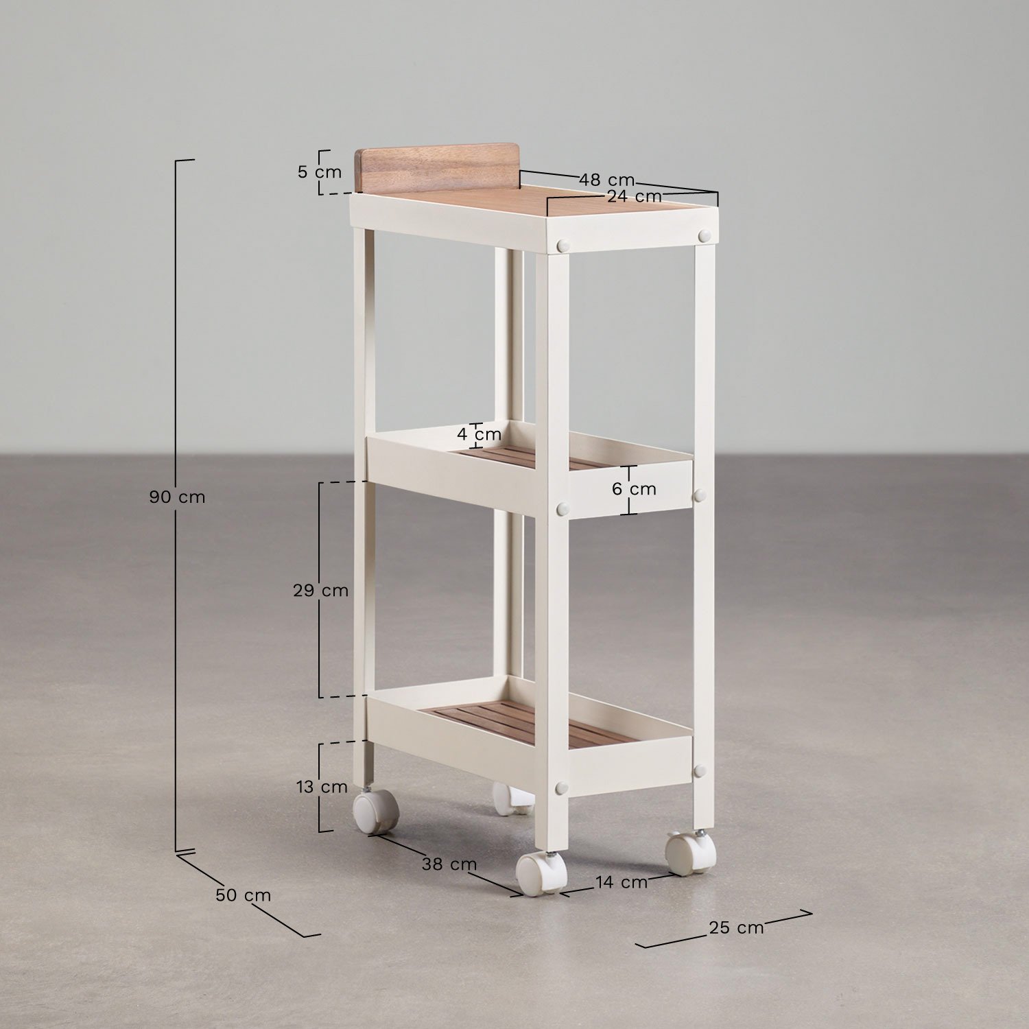 Modular outdoor kitchen cart in acacia wood and aluminum Reggie, MEASURES