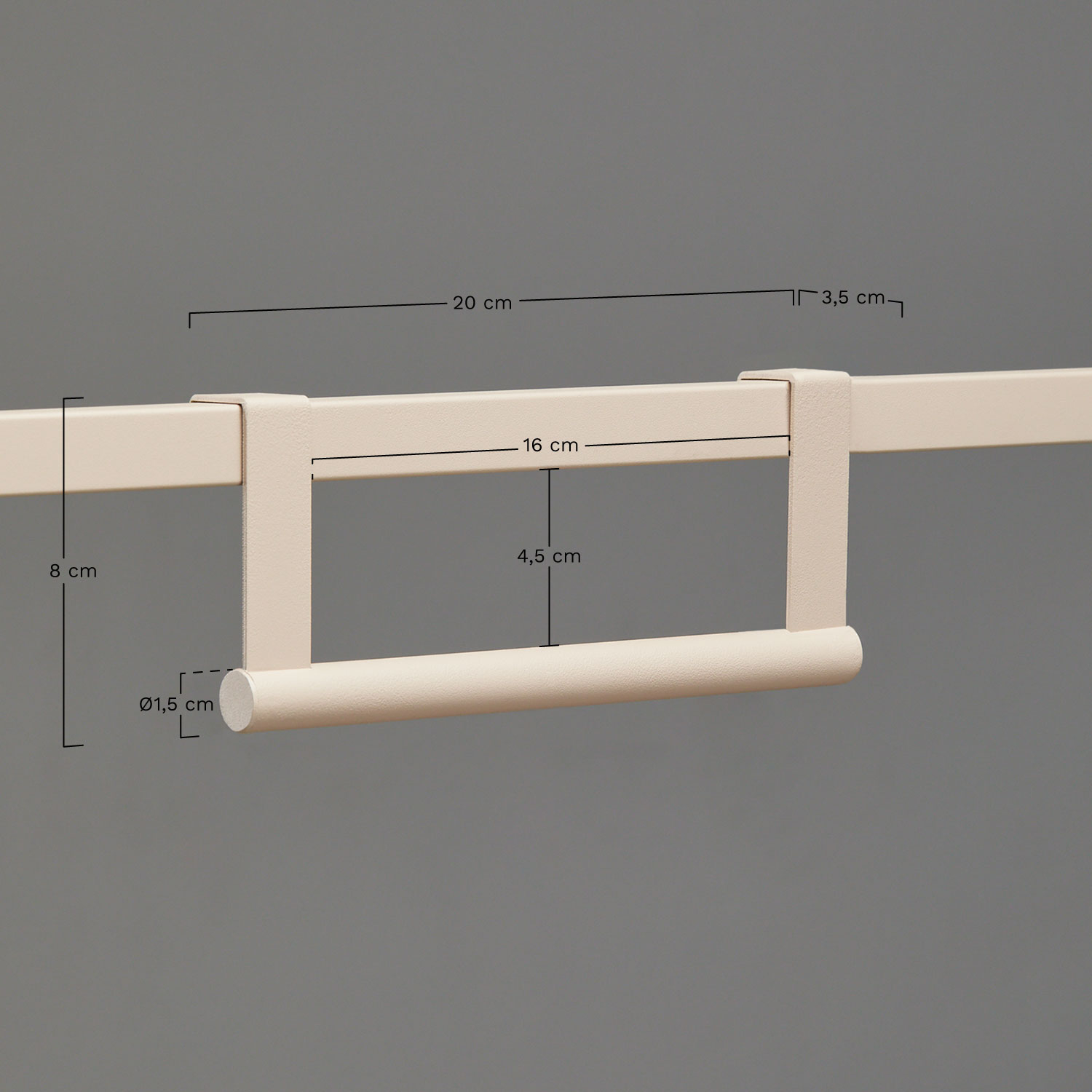 Rivana steel modular outdoor kitchen towel holder, MEASURES