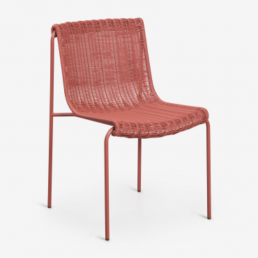 Pack Of 2 Garden Chairs In Synthetic Rattan And Steel Revia Terracota - Sklum