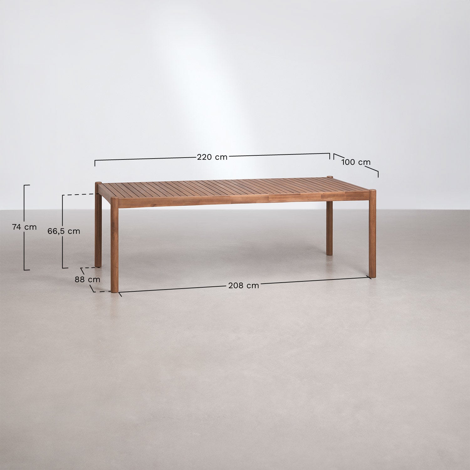 Rectangular garden table in acacia wood Karvia, MEASURES