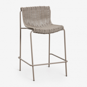 High Stool In Synthetic Wicker And Steel Revia Moka Brown & ↑65 Cm - Sklum