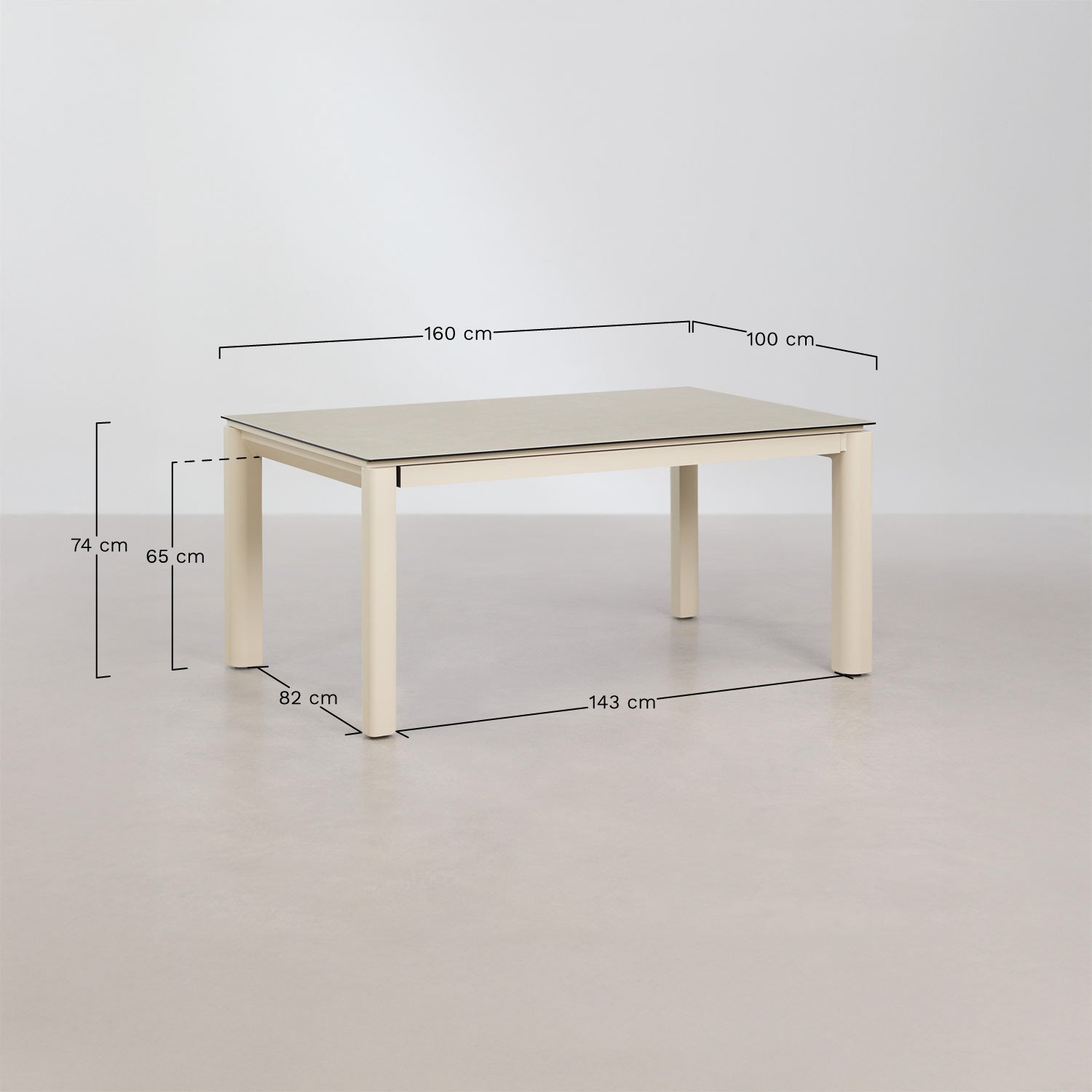 Sylvara extendable rectangular garden table in ceramic glass, MEASURES