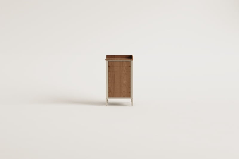 Corner storage module for modular outdoor kitchen in acacia wood and aluminum Reggie