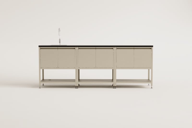 3-piece outdoor modular kitchen with sink and steel storage Savona