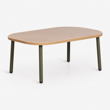 Oval 90x60 Cm Garden Coffee Table In Zunika Steel Deep Olive Green - Sklum