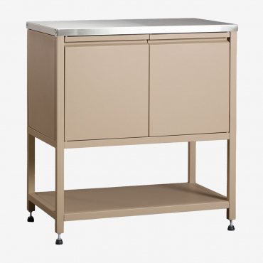 Outdoor Modular Kitchen Storage Module In Savona Steel Tapioca Beige - Sklum