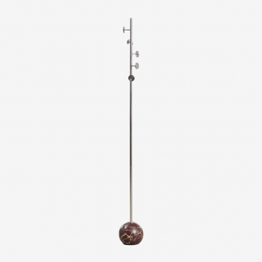 Felora Iron And Marble Standing Coat Rack Red Marble Cherry Gold - Sklum