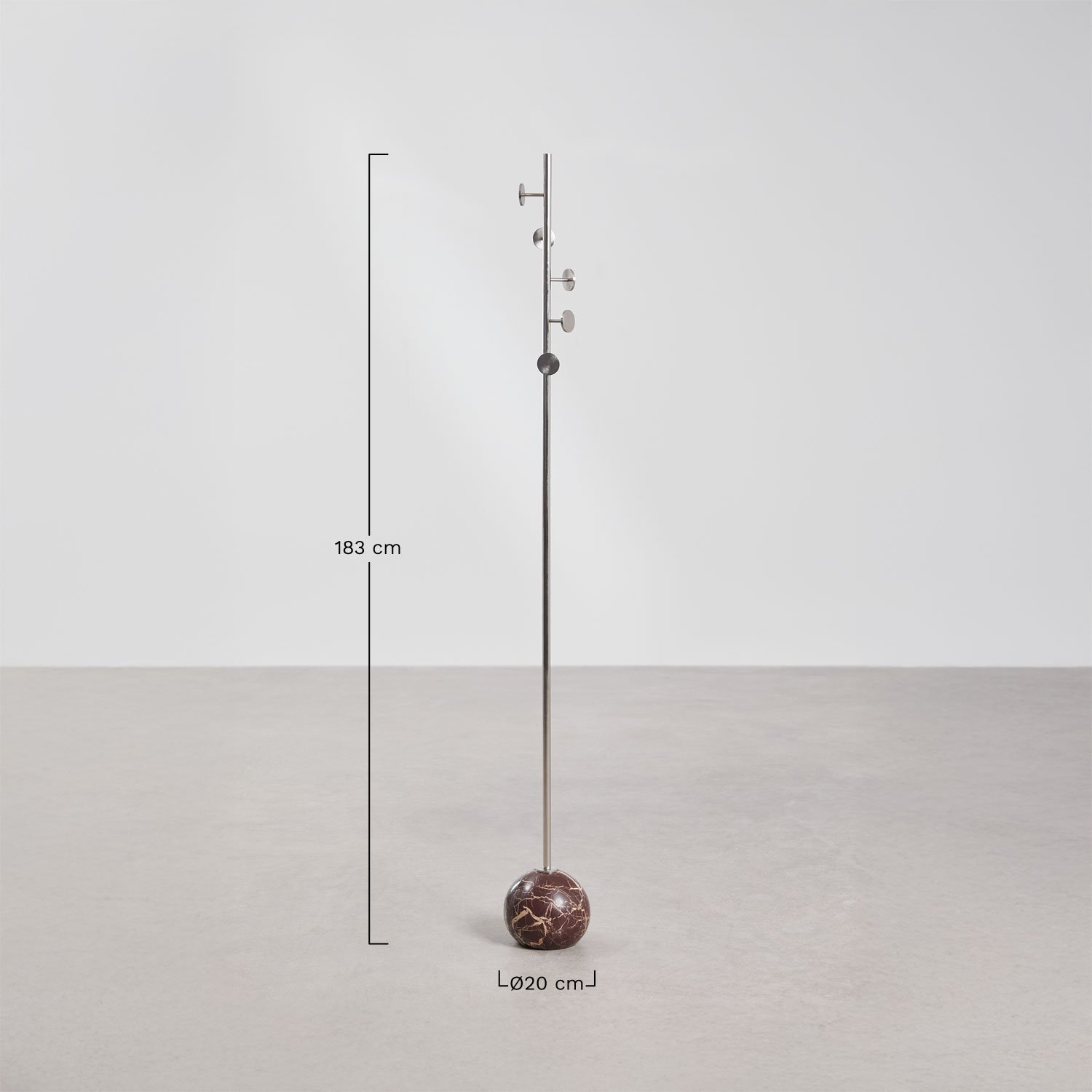 Felora iron and marble standing coat rack, MEASURES