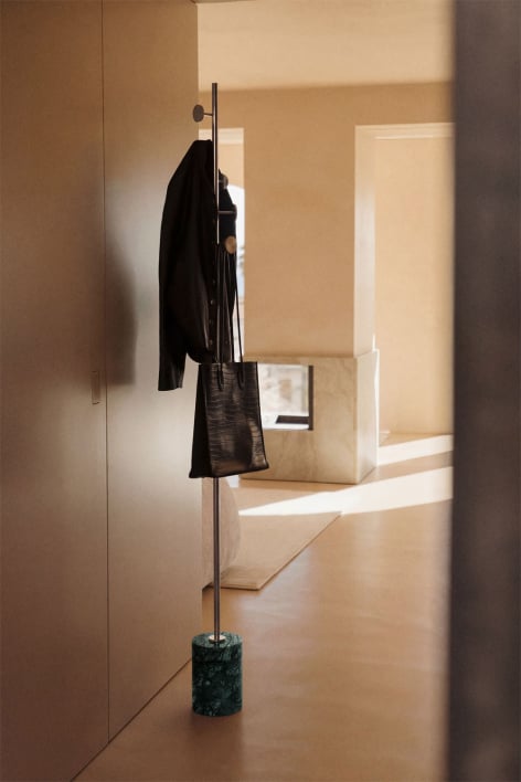 Drivela iron and marble standing coat rack - Green Marble Udaipur