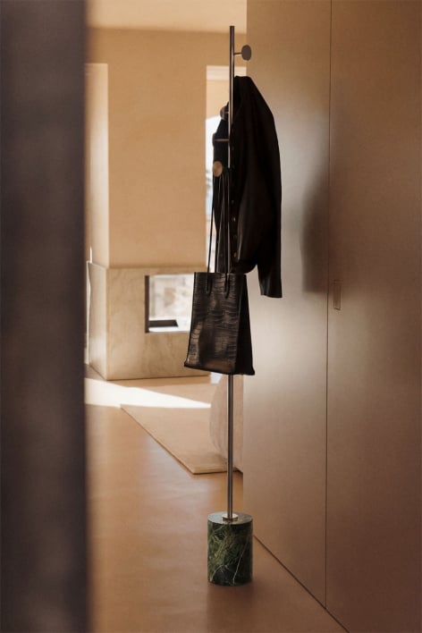 Drivela iron and marble standing coat rack - Green Marble Forest