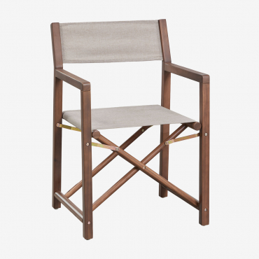 Pack Of 2 Folding Director Chairs In Rondonia Acacia Wood Nude Beige - Sklum