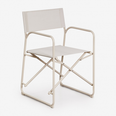 Pack Of 4 Folding Director Chairs In Melida Steel Tapioca Beige - Sklum
