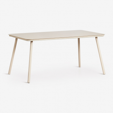 Rectangular Dining Table 160x90 Cm In Arhiza Glass Tapioca Beige - Sklum