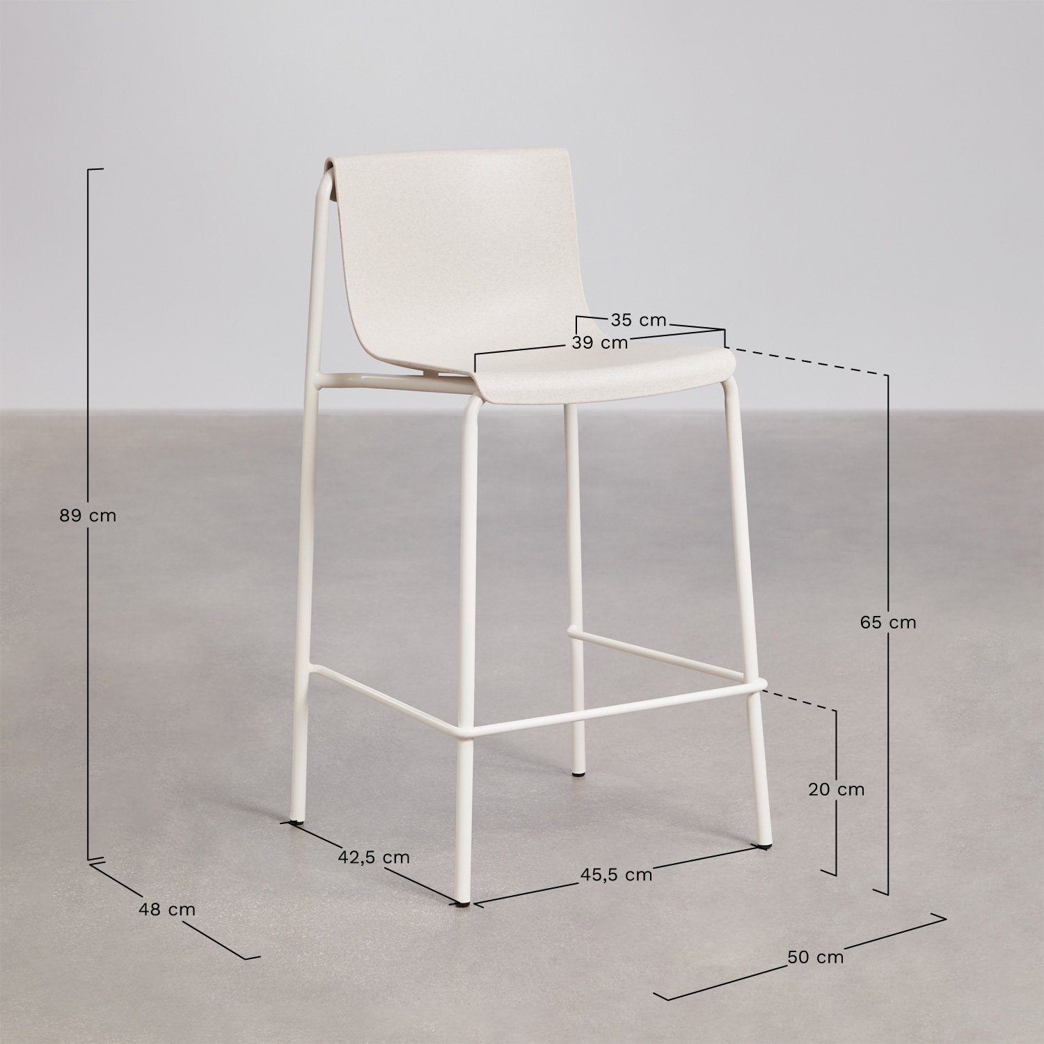 Pack of 2 high stools in polypropylene Ismene, MEASURES