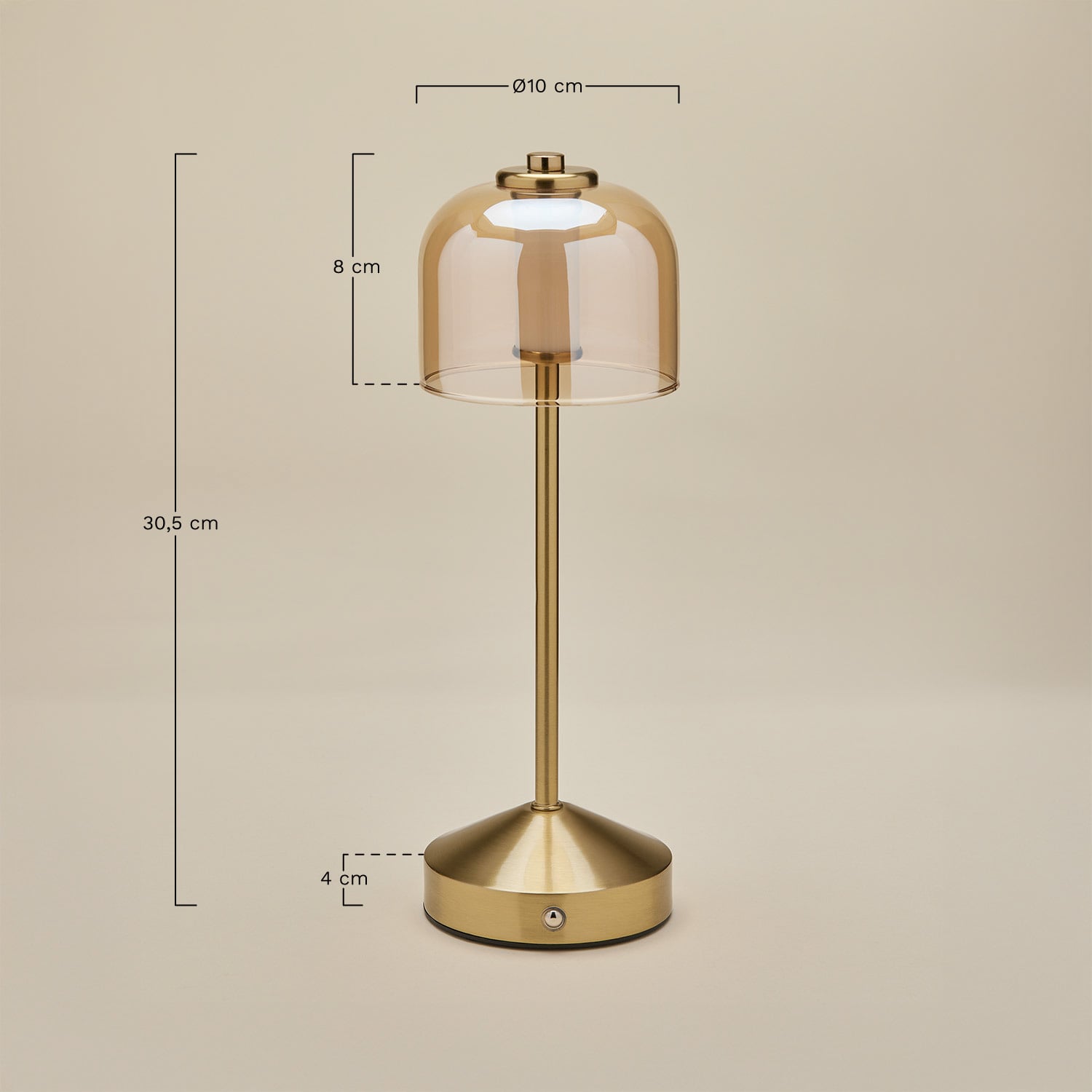 Wireless LED table lamp in iron and glass Ardela, MEASURES