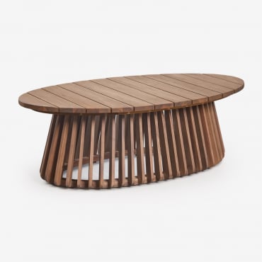 Oval 120x65 Cm Acacia Wood Mura Garden Coffee Table Acacia Brown - Sklum
