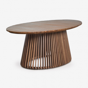 Oval Garden Table 200x110 Cm In Mura Acacia Wood Acacia Brown - Sklum