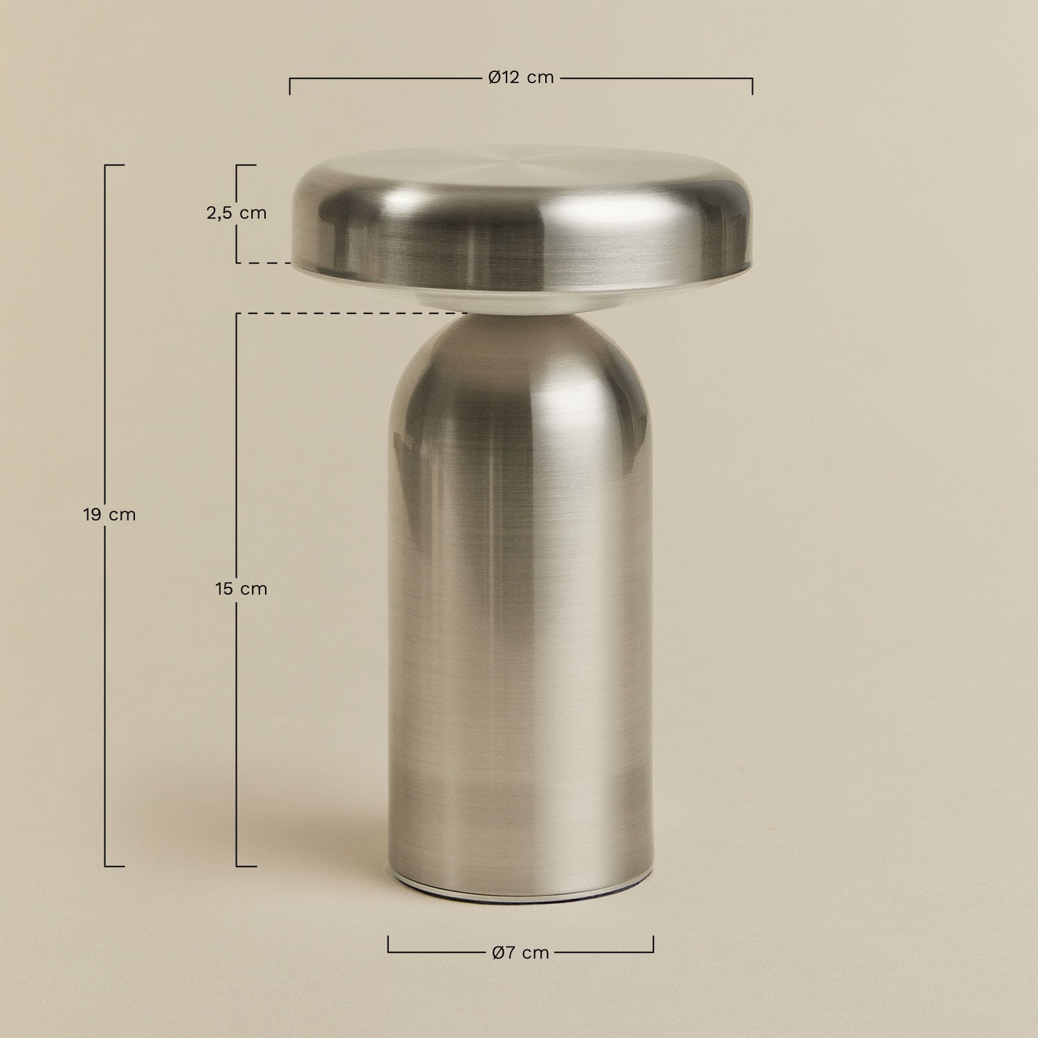 Wireless LED table lamp in iron Akita, MEASURES