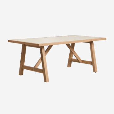 Rectangular Acacia Wood Dining Table Dubai Tapioca Beige & 200 X 100 Cm - Sklum