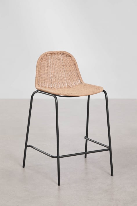 Reiven 65 cm stackable high garden stool in synthetic wicker - Black