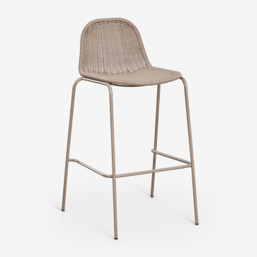 Stackable High Garden Stool In Synthetic Rattan Reiven Moka Brown & ↑75 Cm - Sklum