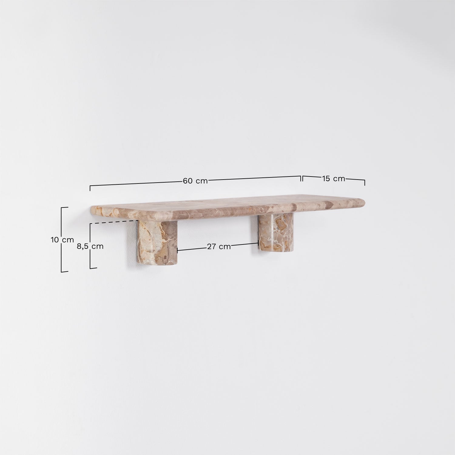 Uganda marble 60x15 wall shelf, MEASURES