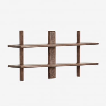Erisu Acacia Wood Wall Shelf ↔︎120 Cm Dark Acacia Brown & 2 Shelves - Sklum