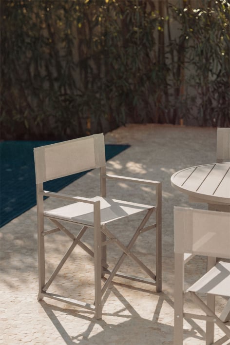 Zurena folding garden director's chair in steel - Moka Brown