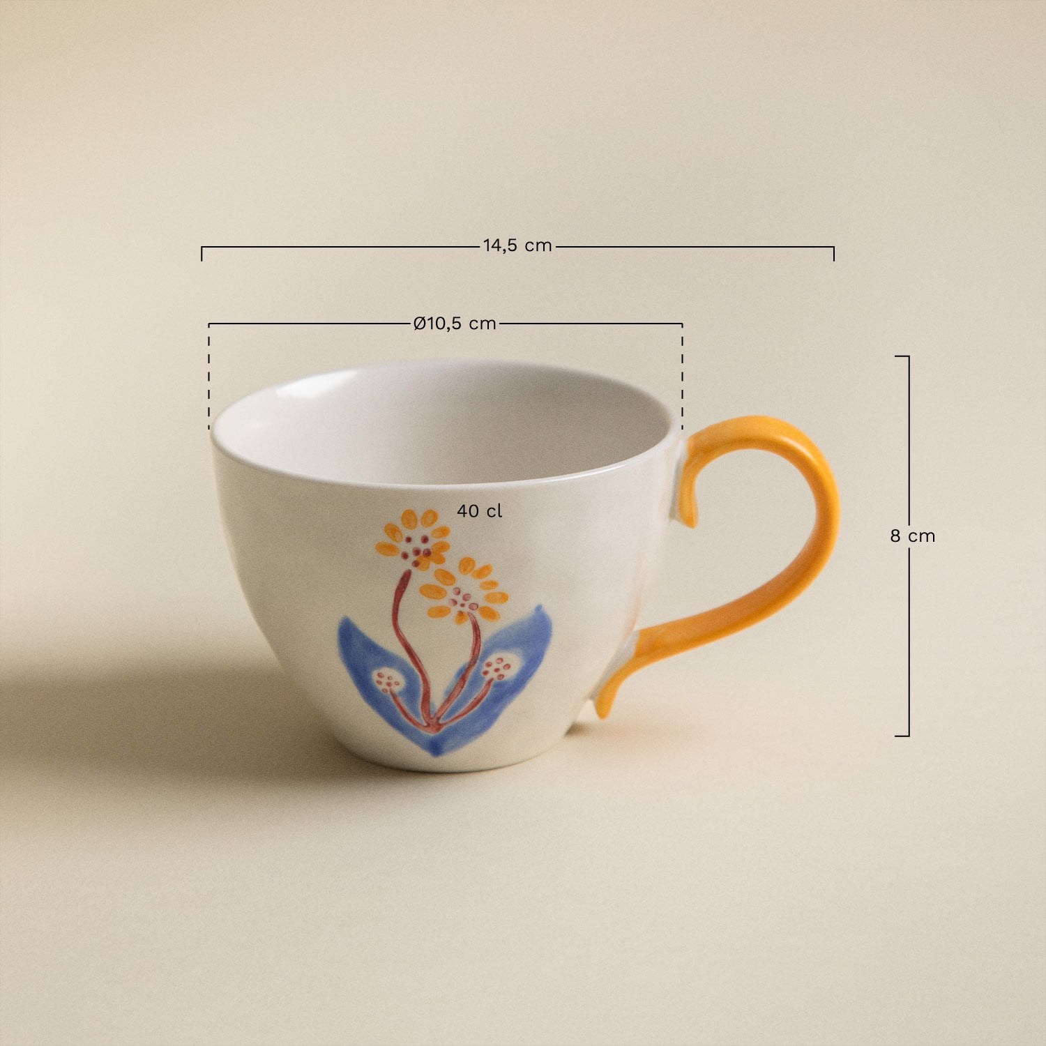 Pack of 2 40 cl Marneda stoneware cups, MEASURES