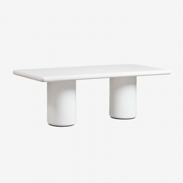 Rectangular 220x100 Cm Namara Cement Garden Table White - Sklum