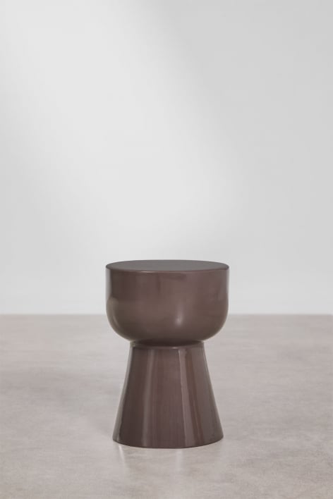 Round Ø35 cm garden side table in dolomite Kaly - Brown Chocolate