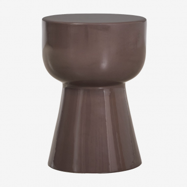 Round Ø35 Cm Garden Side Table In Dolomite Kaly Brown Chocolate - Sklum