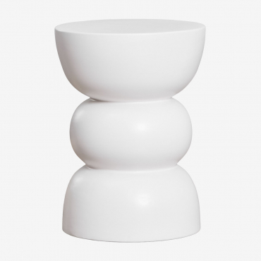 Round Ø35 Cm Garden Side Table In Dolomite Tiyi White - Sklum